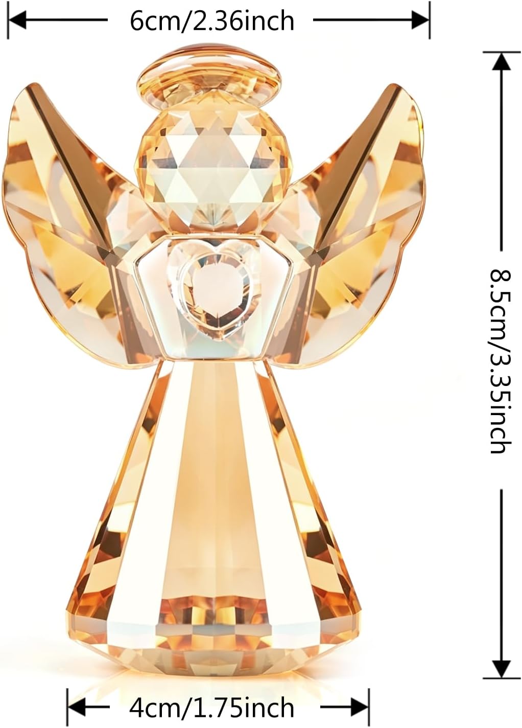 Crystal Guardian Angel Figurine Decoration, Glass Guardian Angel Statue Christmas Birthday Gifts for Women Daughter Girlfriend, Art Collectible Figurines Home Decor (Champagne) image 4