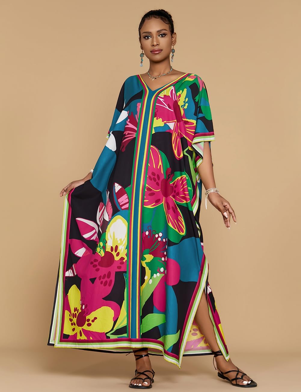 Bsubseach Women Plus Size Kaftan Dress Swimsuit Cover Up Caftan Maxi Beach Dresses Cover Ups - Image 4