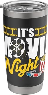 Movie Night Popcorn Film Cinema Motion Stainless Steel Insulated Tumbler