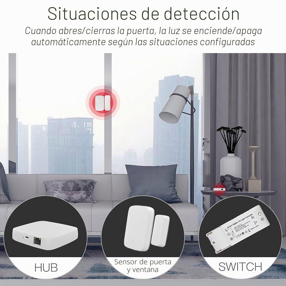 Gateway ZigBee 3.0 con conexión Ethernet, hub domótico inteligente, aplicación TUYA y Smart Life, admite hasta 30 dispositivos, 5 V 1 A, 94 x 94 x 22 mm, blanco
