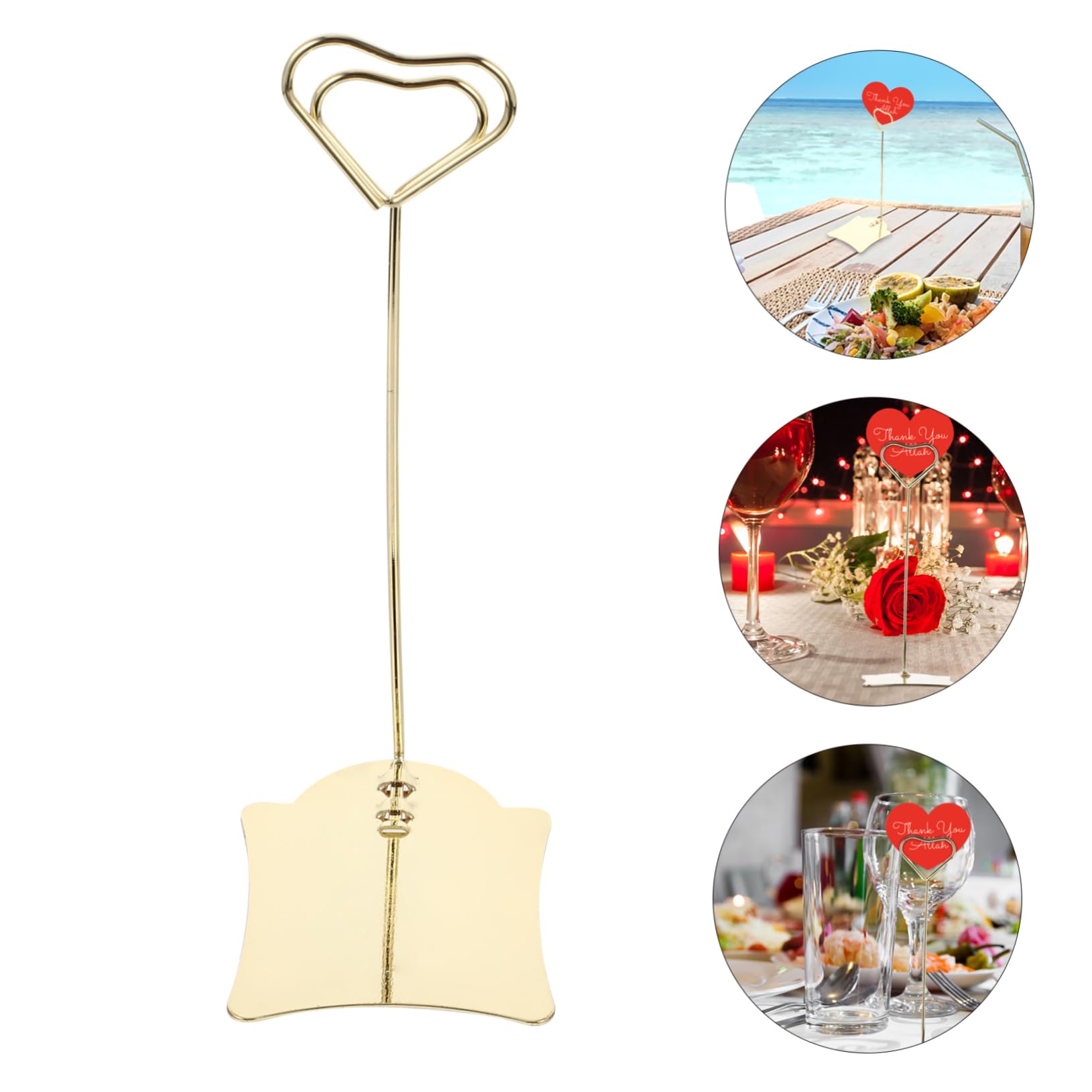GANAZONO 2pc Love Meal Card Clip Memo Holder Wedding Supplies Table Number Stand Stainless Steel Photo Holder for Hotel Restaurant