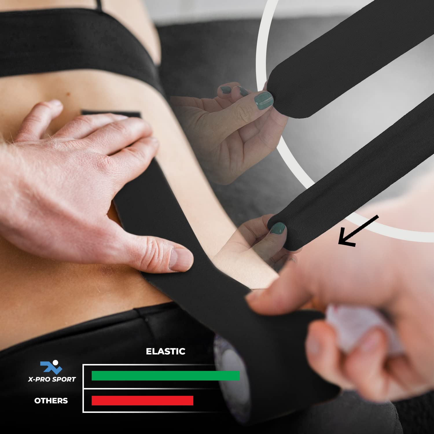 Kinesiological Tape 5m x 5cm, X-PRO SPORT Kinesio Tape with e-book with application examples, Muscle Patch - Image 3