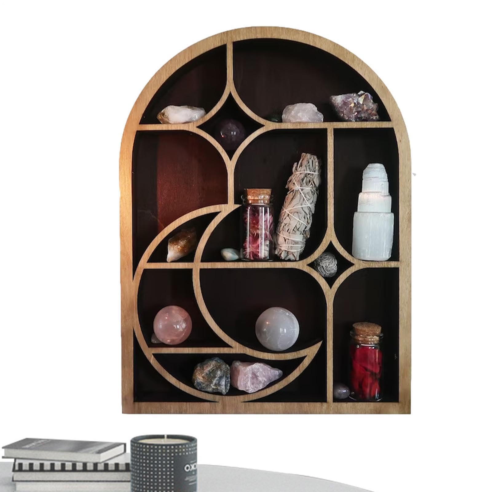 Estantes para decoración de pared gótica y boho: estante de luna flotante de madera