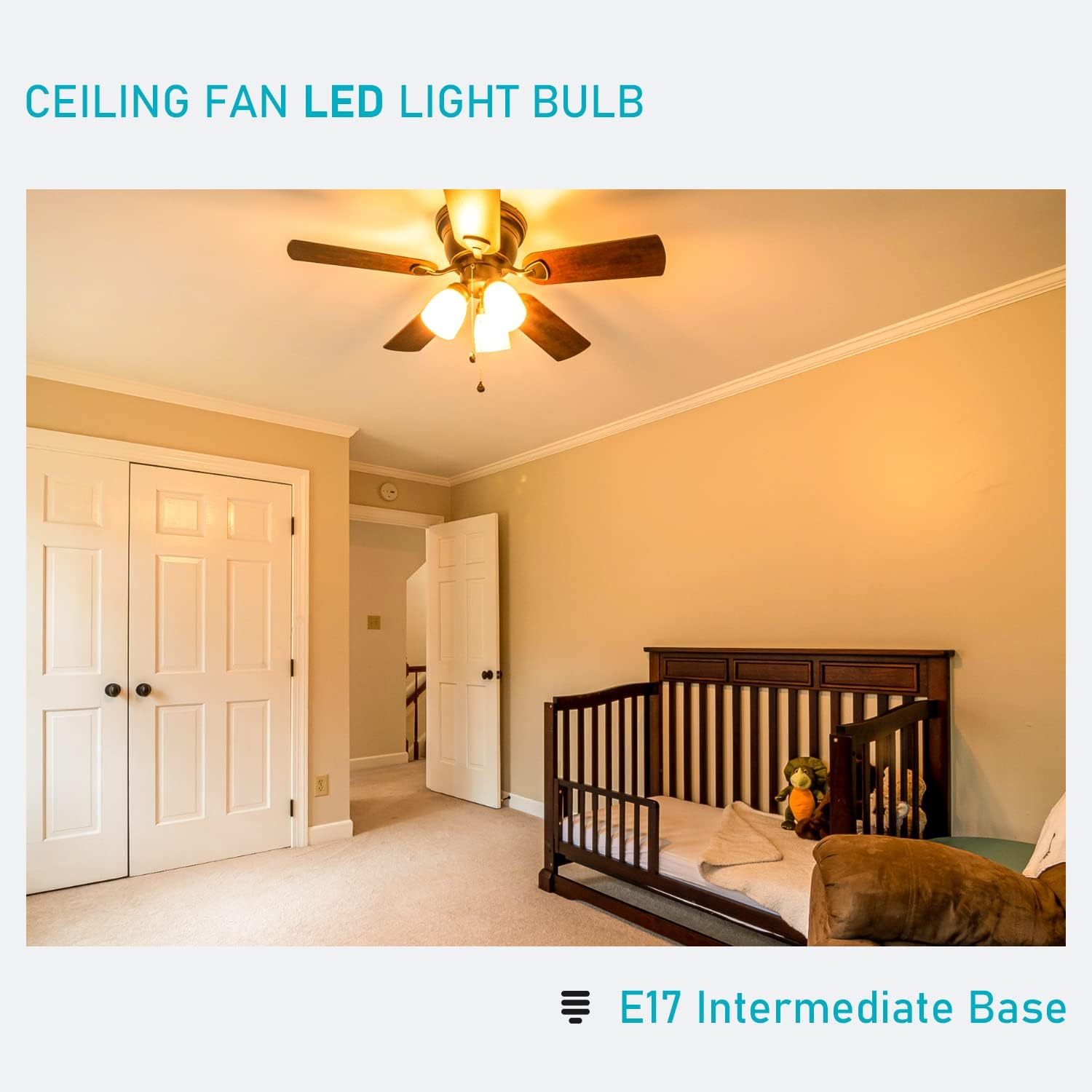 Maelsrlg E17 Intermediate Base LED Bulb, 6W (60 Watt Equivalent) G14 Globe Ceiling Fan Light Bulbs, Soft White 2700K, 600 Lumens, Non-Dimmable, Pack of 6