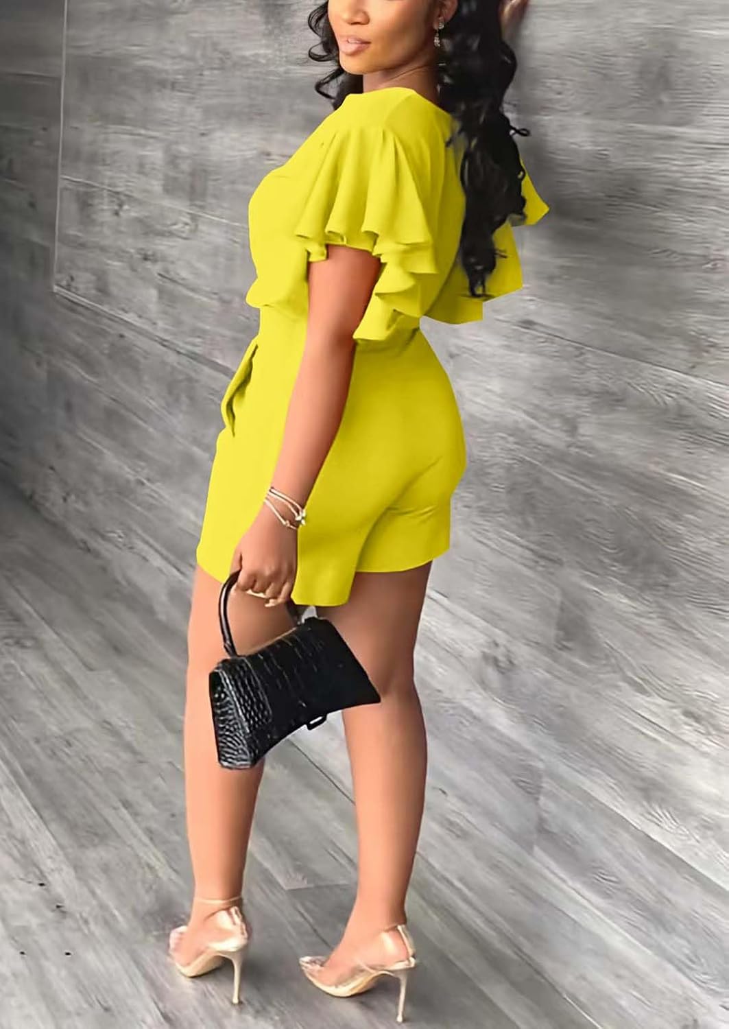 Fooullaide Womens Summer 2 Piece Outfit Set Crop Top Butterfly Sleeve Short Set Sexy Beach Vacation 2pc Sets - Image 3