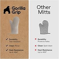 Vista 7 de GORILLA GRIP - Juego de guantes de horno de silicona suave sin BPA, guantes de cocina resistentes al calor e impermeables, forro de algodón grueso