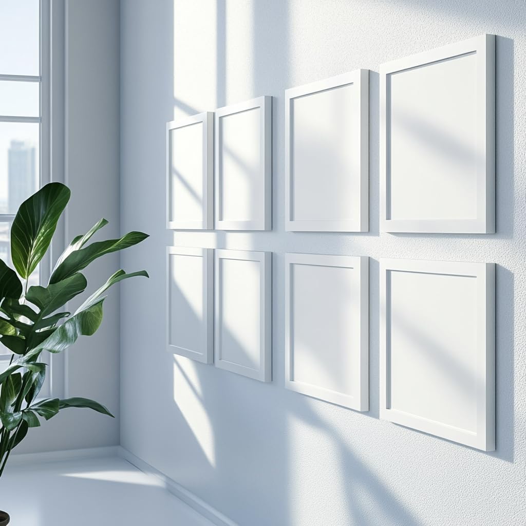 M Modern Memory Design 9x11 White Picture Frame Real Glass | Wall Hanging | 11x9 Family Photo Portrait Poster Documents Artwork