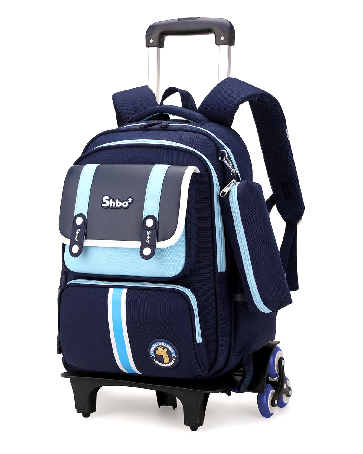 Tanou Mochila Ruedas Niño 2 Piezas, 20 litros Mochilas Escolares con Ruedas Grande para Niñas de 8 a 12 Años, Mochila Carro Niño Resistente al Agua para Escolar Viaje, Azul