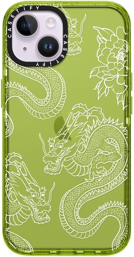 CASETiFY Impact iPhone 14 Case [4X Military Grade Drop Tested / 8.2ft Drop Protection] - Dragons - Kiwi