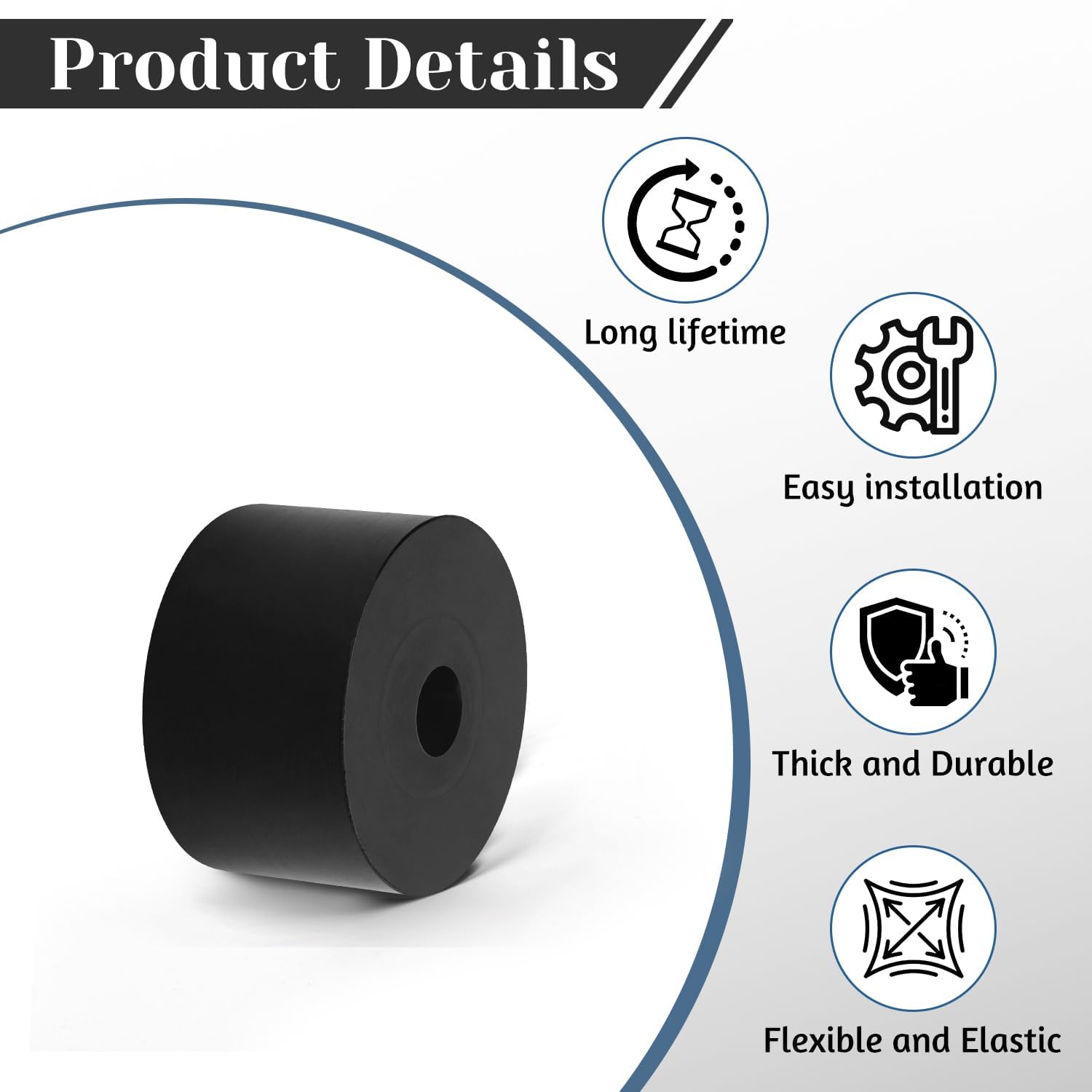 8 PCS Multi Purpose Rubber Spacer, 2" OD x 1/2" ID x 1-1/5" Thickness Rubber Washers for Screws, Anti Vibration Pads for Bolts, Car, Boat, Home (50 * 12 * 30mm)