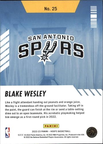 Miniatura 2 de 2022-23 Panini NBA Hoops Arriving Now #25 Blake Wesley San Antonio Spurs Retail Exclusive Insert Basketball Card