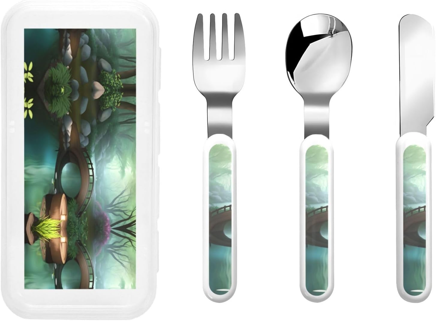 Little Bridge in the East Picnic and camping tableware three-piece set, suitable for gifting or personal use.