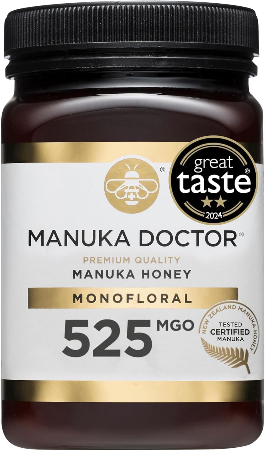 MANUKA DOCTOR | MGO 525+ Manuka Honey Monofloral | 500g | 100% Pure New Zealand Honey | Certified RAW | Non-GMO | Independently Lab Tested | Hive to Home Traceable