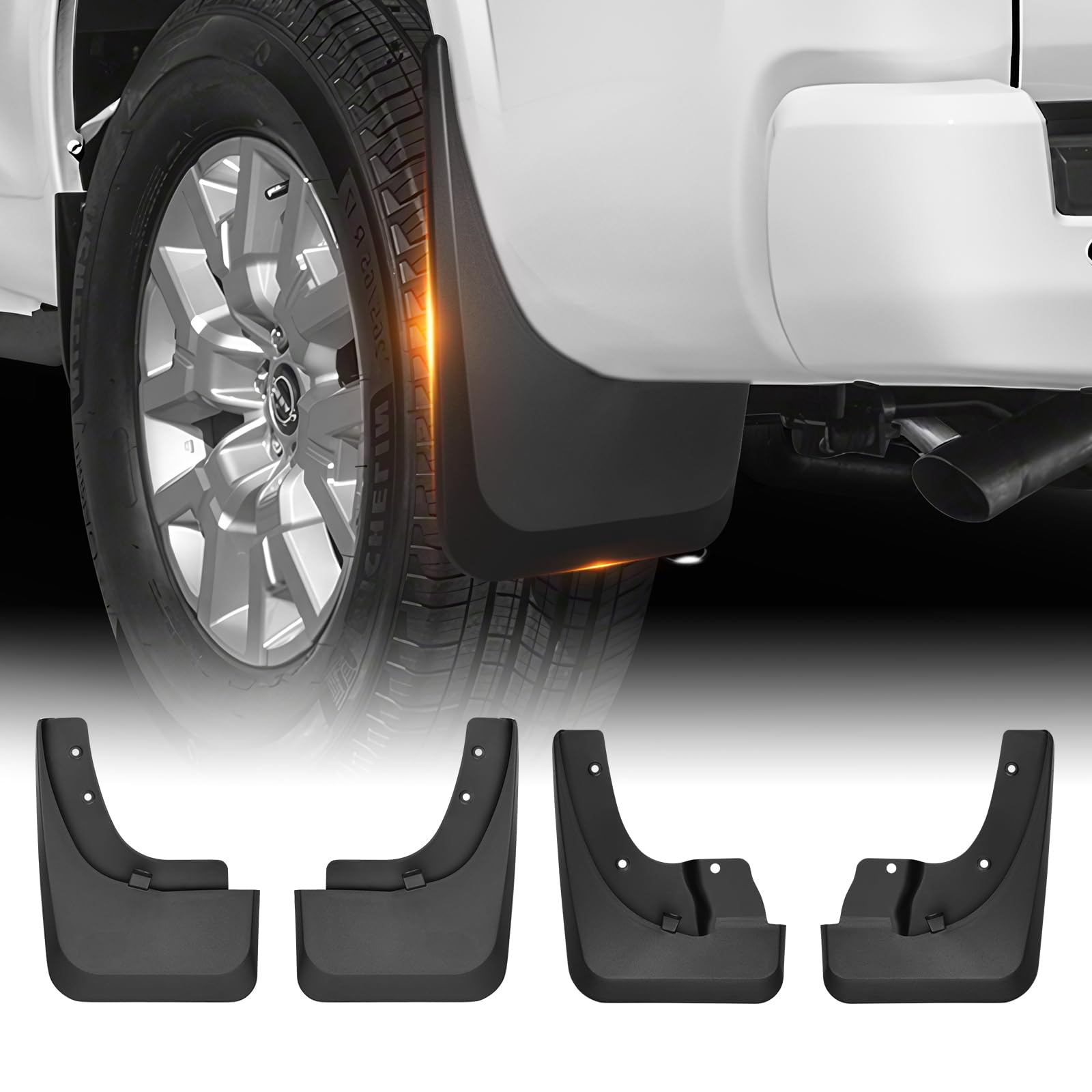 2025 Upgraded Mud Flaps for 2022-2025 Nissan Frontier Accessories(with Wheel Eyebrow),All Weather Guard Splash Frontier Mudguards,No-Drill Front&Rear 4PCS Frontier Mud Flaps with Hardware