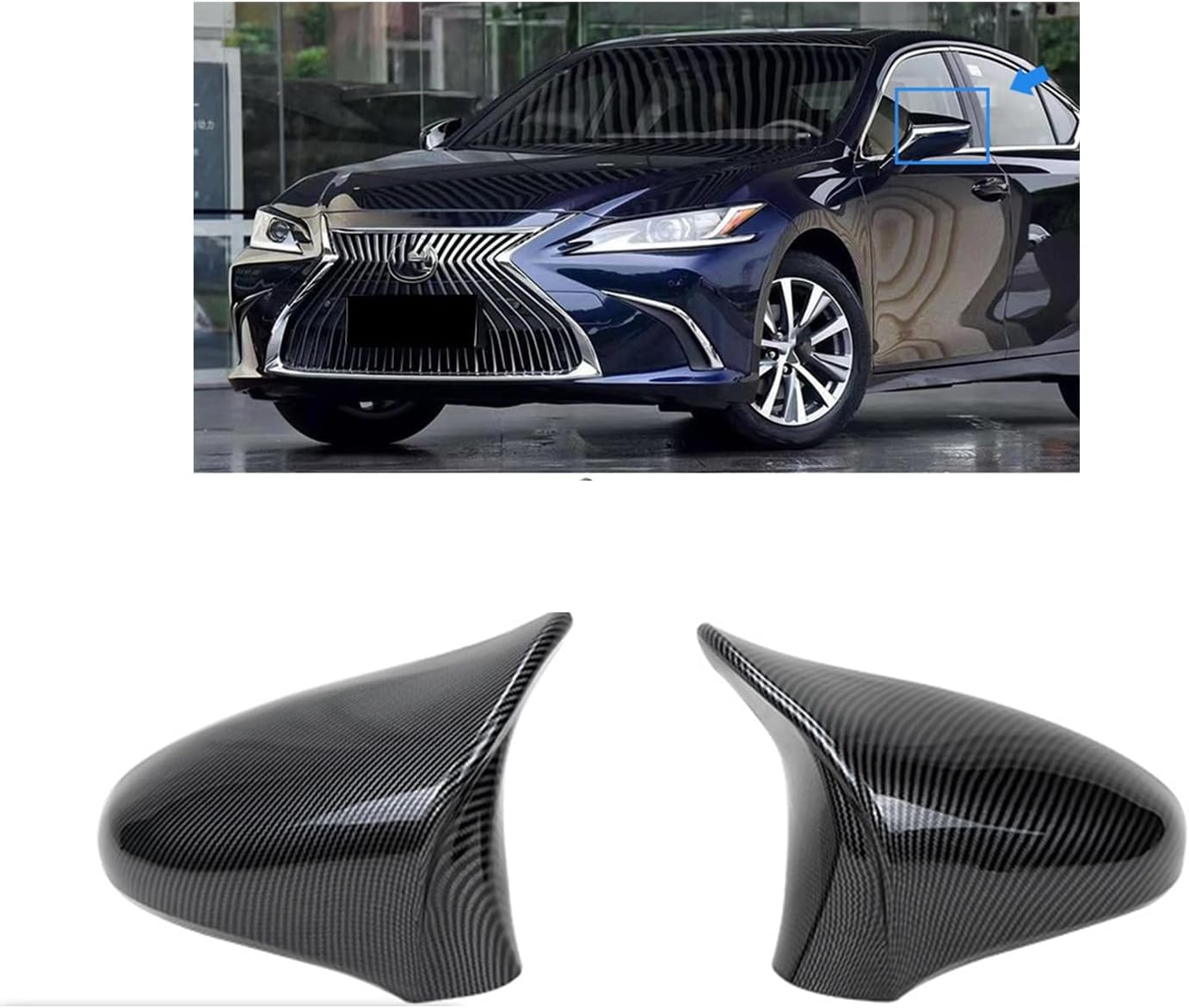 XJPGHA Wing Mirror Covers Caps for Lexus CT 2009-2022, Sturdy Durable Cover Housing Door Mirror Vehicle Accessory Rearview Side Covers,Carbon Fiber Texture