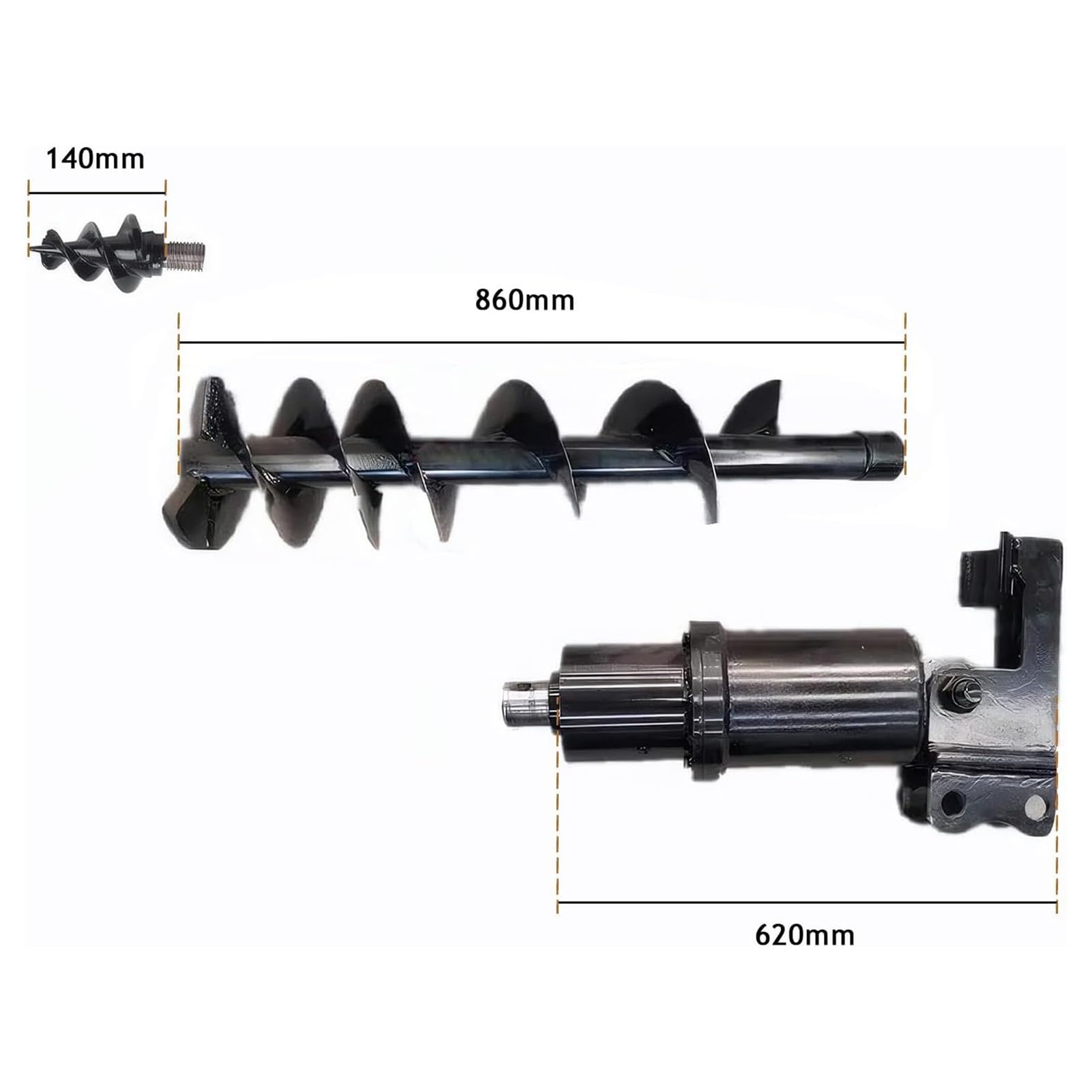 Wiertło ślimakowe ze stali manganowej | Solidny osprzęt do koparki 200 mm | Wiertarka hydrauliczna do gleby/gliny/piasku | Głowica wiertarska o średnicy 70 cm z przyłączem