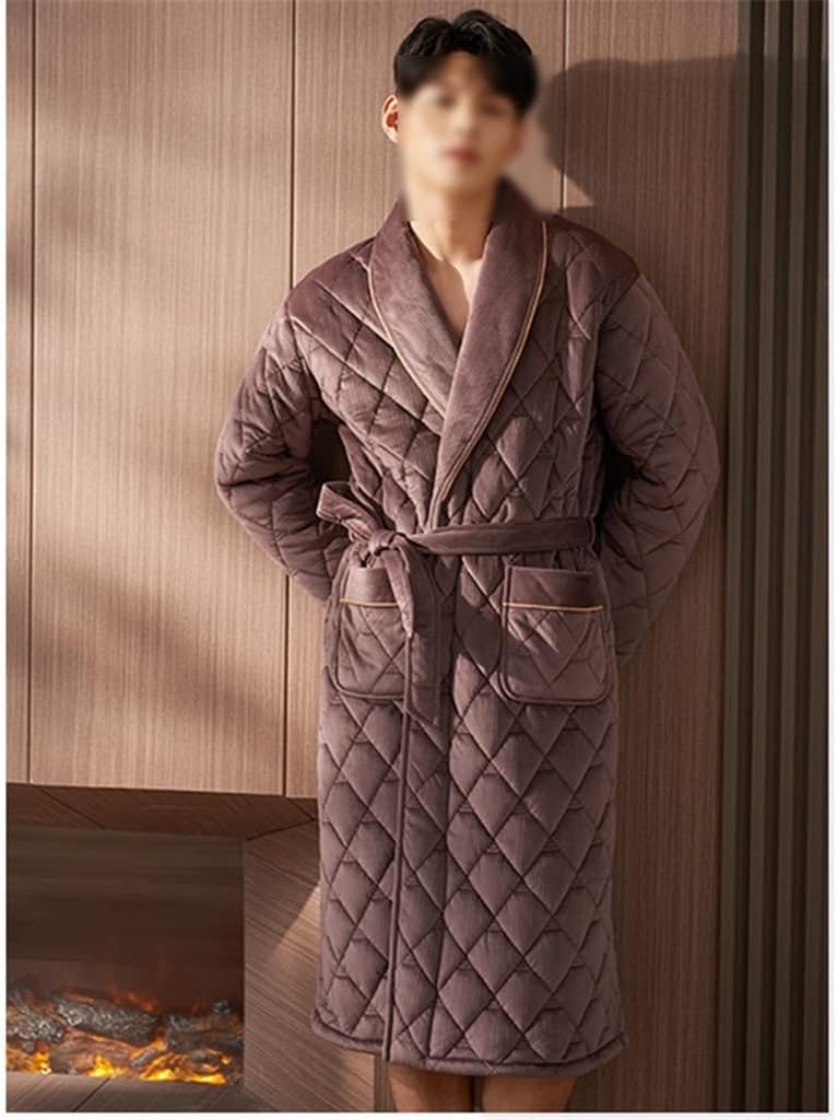 Winter bathrobe men's bathroom quilted pajamas thickened long coral fleece shower home clothes