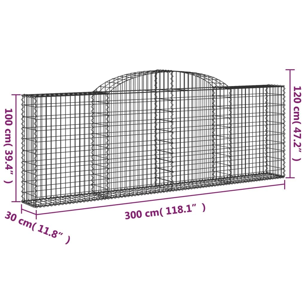 20 sztuk 300 x 30 x 100 / 120 cm koszyki gabionowe do dekoracyjnych i dźwiękochłonnych barier ogrodowych ze stabilną konstrukcją i wzmocnionymi haczykami