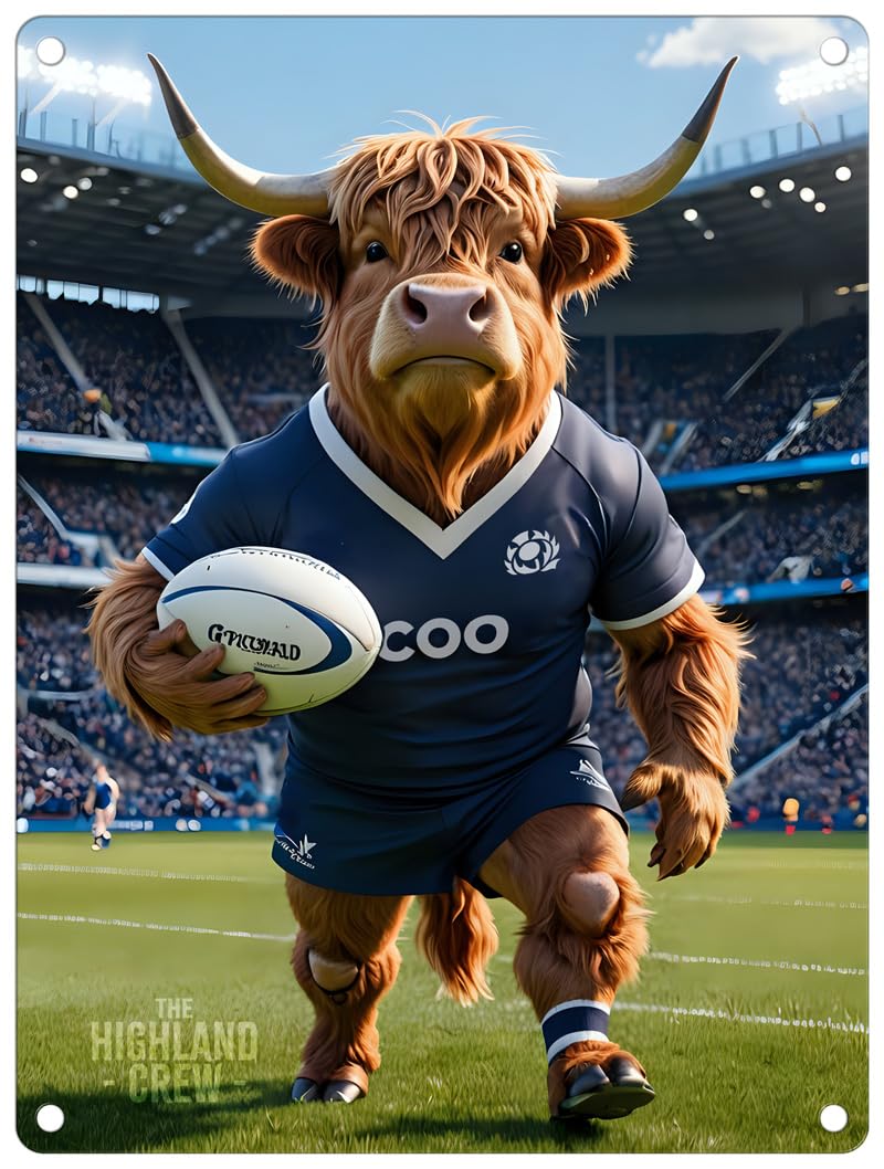 The Original Metal Sign Rugby Bull Small (150 X 200Mm) Metal Sign - The Highland Crew