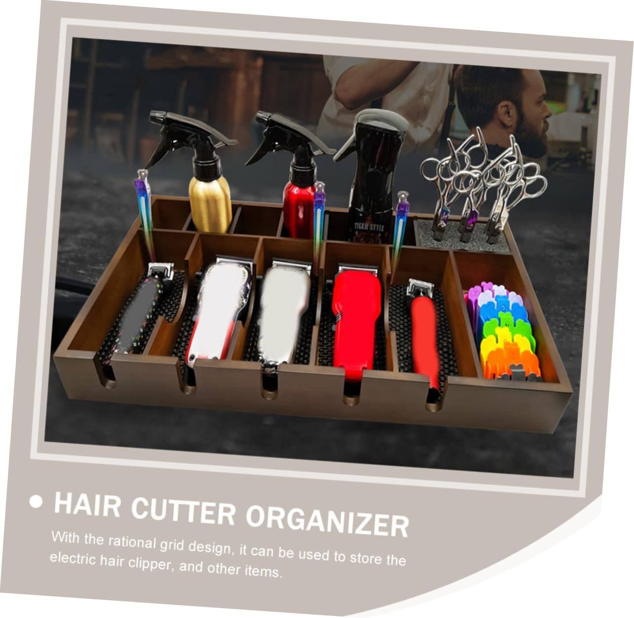 Wooden Hair Clipper Storage Tray Practical Organizer for Hairdressing Tools Elegant Design Lightweight Durable for Professional Salons and Home Use