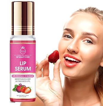 Strawberry Lip Serum for Dry Dark & Plump Lips with Saffron For Hydrated Lips – Saffron Roll On 10Ml