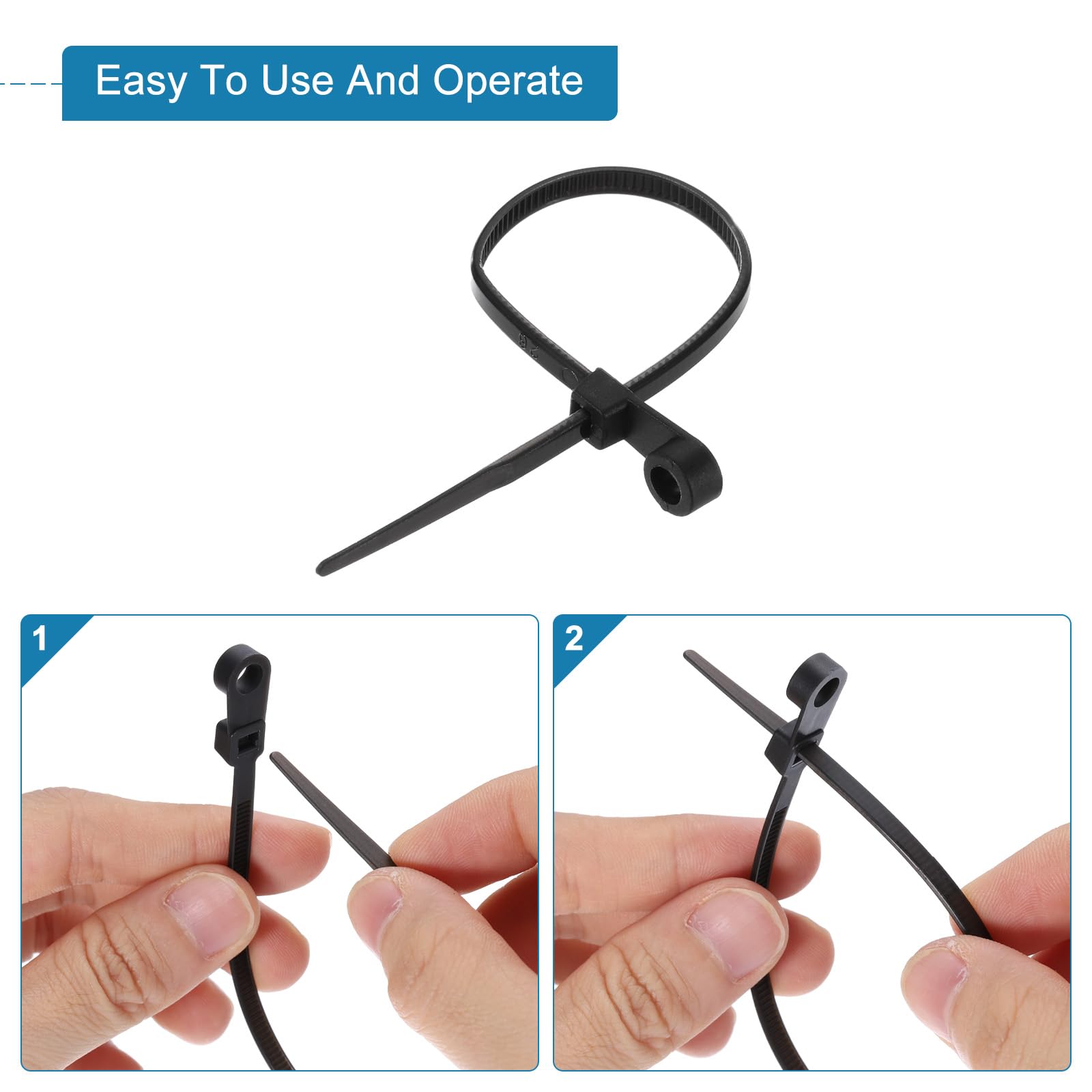 QUARKZMAN 500pz 200mm/8" 40 Lbs Montaggio Testa Cavo Cerniera Fascette Autobloccante Lungo Nylon Cavo Fascetta 3,6mm/0,14" Fascette per Cavi Gestione Nero