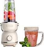 La Reveuse Mélangeur de taille personnelle 300 Watts pour Shakes Smoothies Assaisonnements Sauces avec 17 oz Coupe / 10 oz Mug, style rétro
