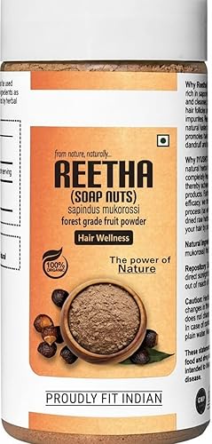 Limpiador natural, sin conservantes ni productos químicos añadidos Reetha en polvo orgánico para el crecimiento del cabello, polvo de nueces de