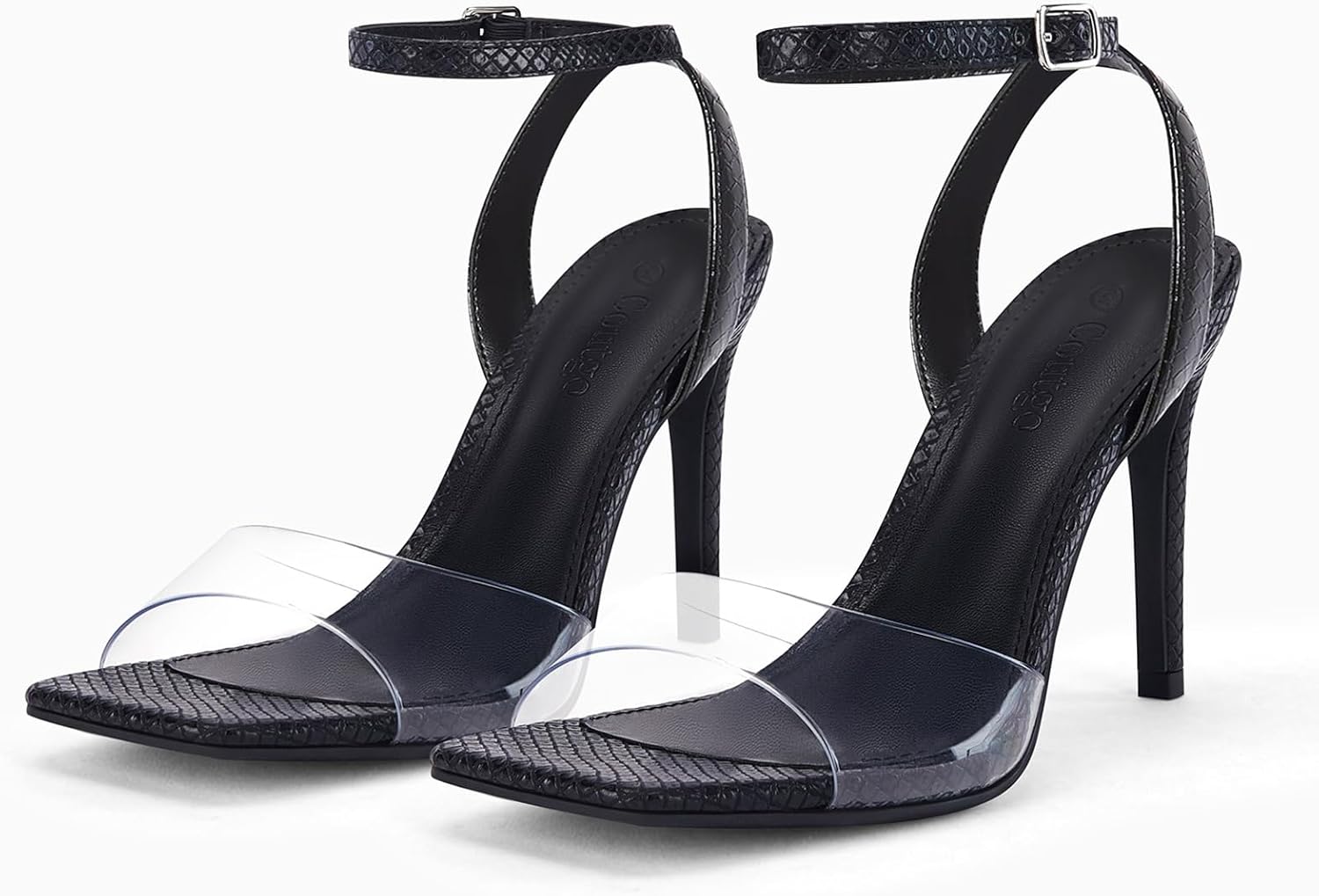 Coutgo Womens Clear Heels Sandals Square Toe Ankle Strap Sexy High Heeled Stiletto Dress Shoes - Image 6