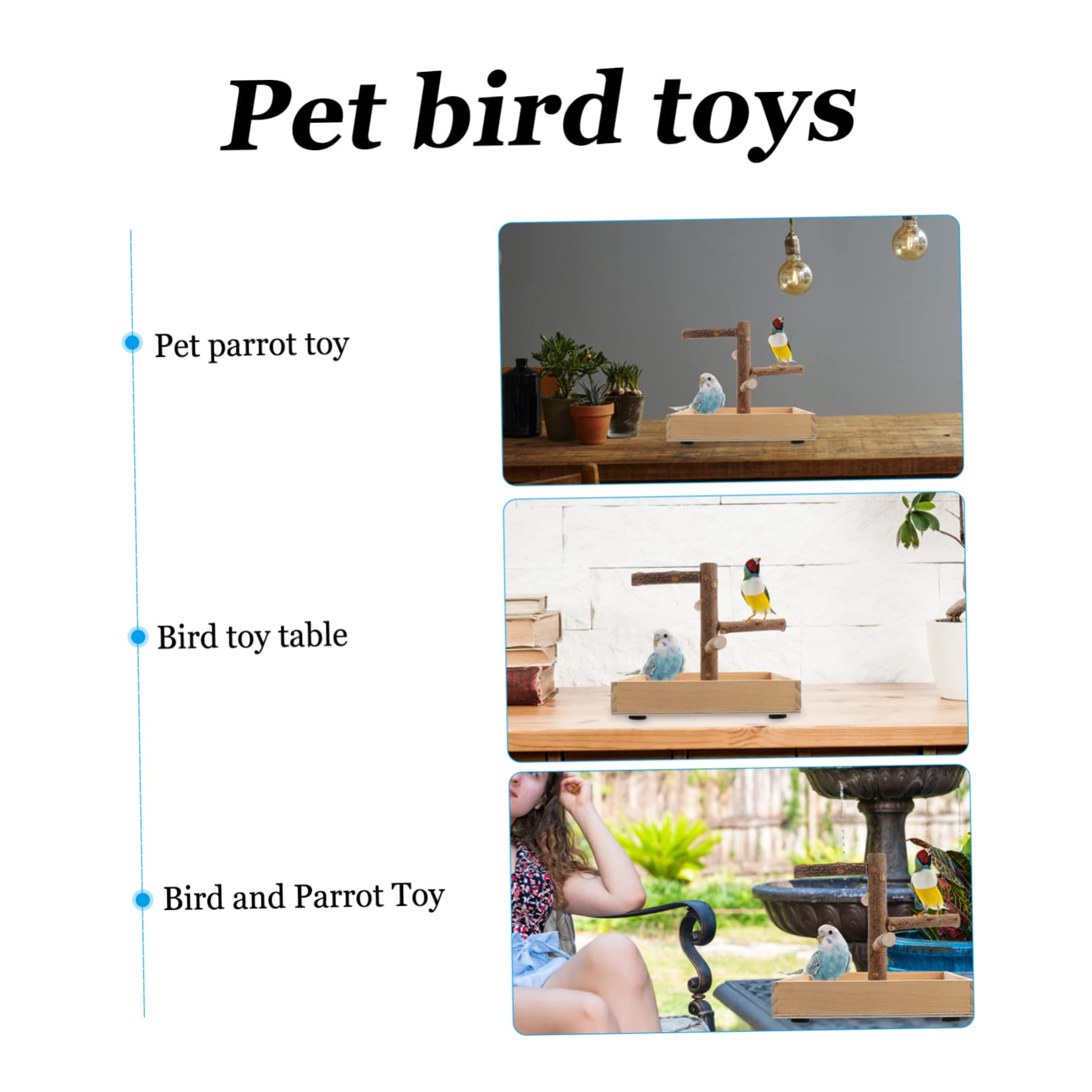 Kisangel Soporte para Perchas De Pájaros De Madera Portátil para Entrenamiento Juegos para Loros Pequeños Jaula Adecuado para Mascotas Pequeñas