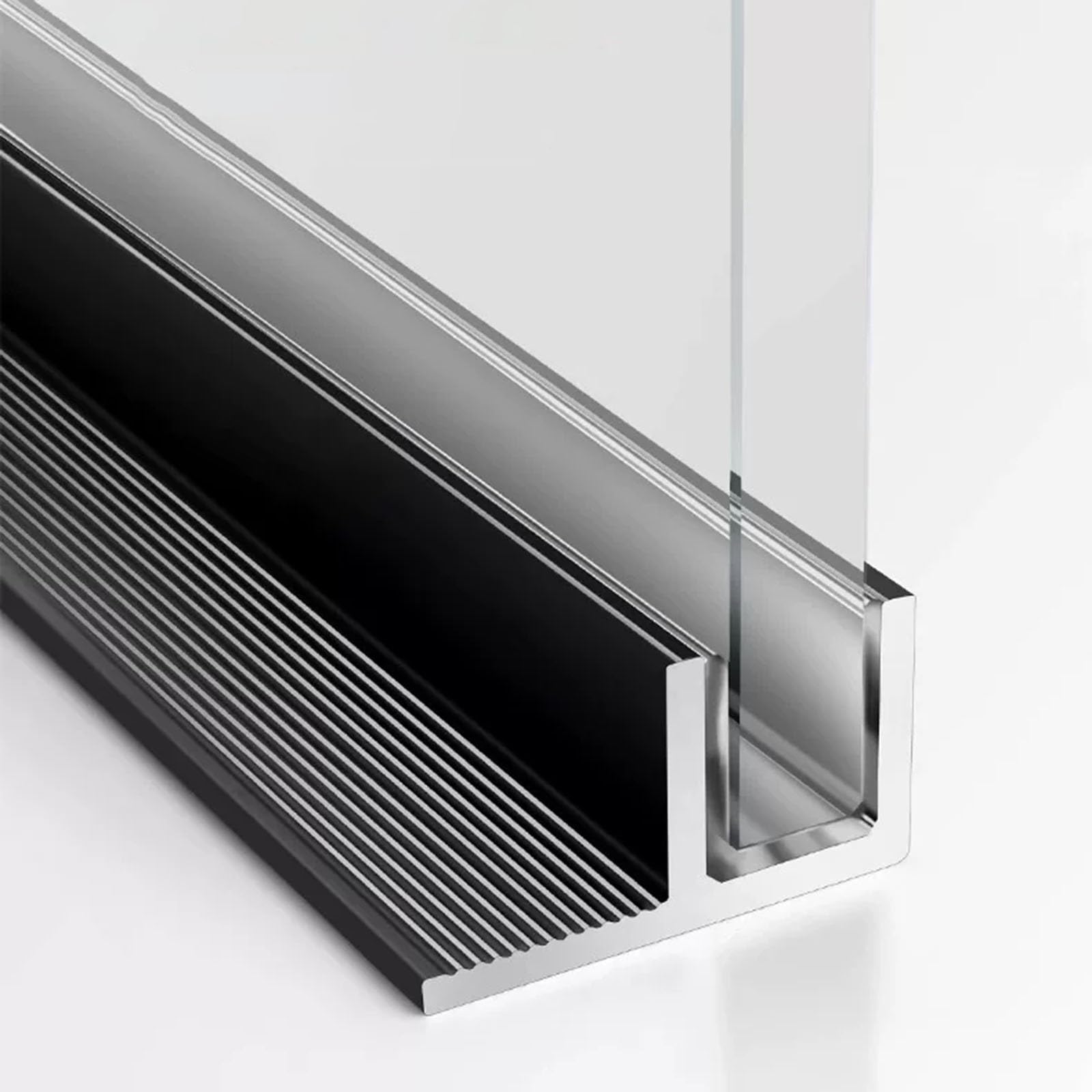 Chzffd For 10Mm Glass 8 10 12 Mm Glass Fixed Shower Panel F Channel, 2Mm Thickness Frameless Bathroom Glass Door Slot, Aluminum Enclosures Door Partition Channels For Frameless Door Panel(,L 160Cm/63In)