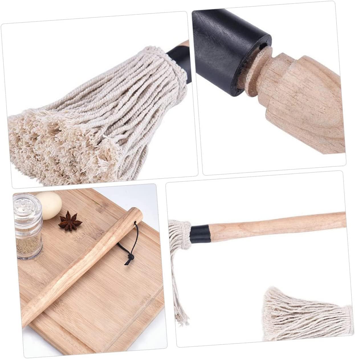 1 Set Replaceable Basting Brush Roasting Brush Pig Roast Mop Sauce Pastry Basting Oil Baking Marinade Cotton Yarn Pork