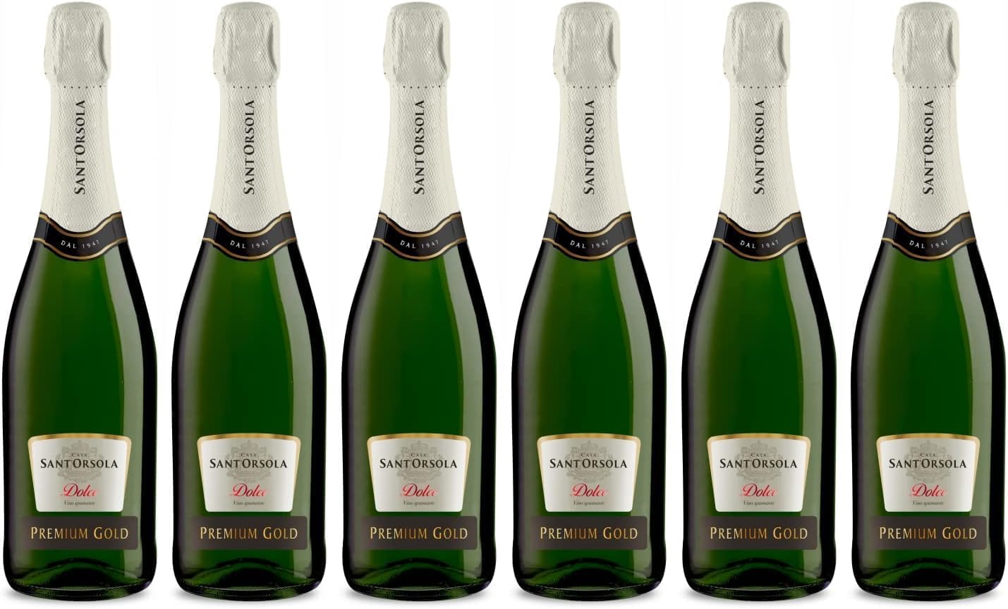 Casa Sant'Orsola Sweet Cuvèe Sparkling Wine from Italian White Grapes, Soft Taste with Sweet and Aromatic Notes, 6 x 750 ml