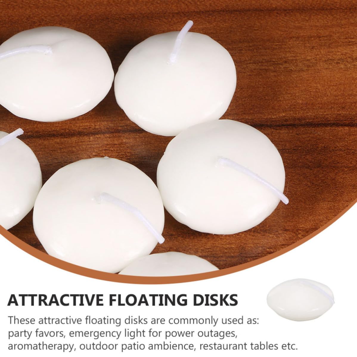 UKCOCO 100 Piezas Velas Flotantes de Parafina sin Aroma, Color Blanco, Iluminación Ligera, Velas de Boda para Fiestas y Bares