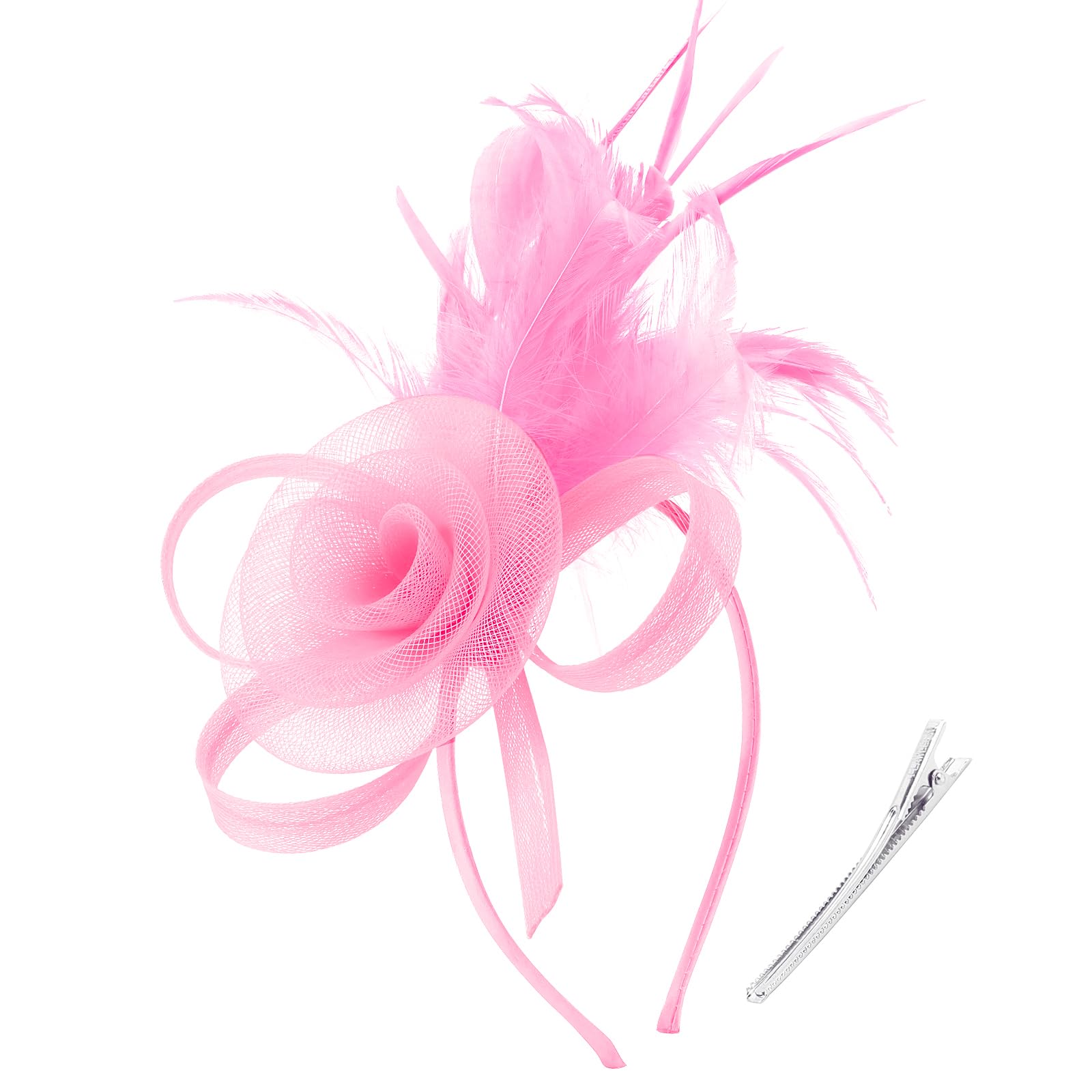 DRESHOW Fascinators Hats for Women Tulle Feather Tea Party Fascinator Hats