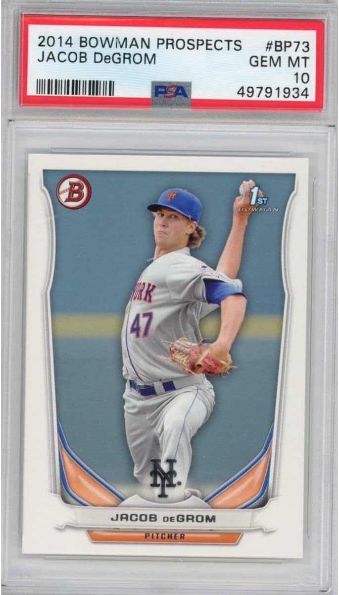 Graded 2014 Bowman Prospects Jacob DeGrom #BP73 Rookie RC Baseball Card PSA 10 Gem Mint : Collectibles & Fine Art
