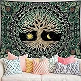 FORATER Tree of Life Tapestry Wall Hanging Aesthetic Sun and Moon Tapestry with Vintage Paisley Flowers Colorful Tree Wall Tapestries for Bedroom, Living Room, Dorm(61 x 82 inches, Multicolor)