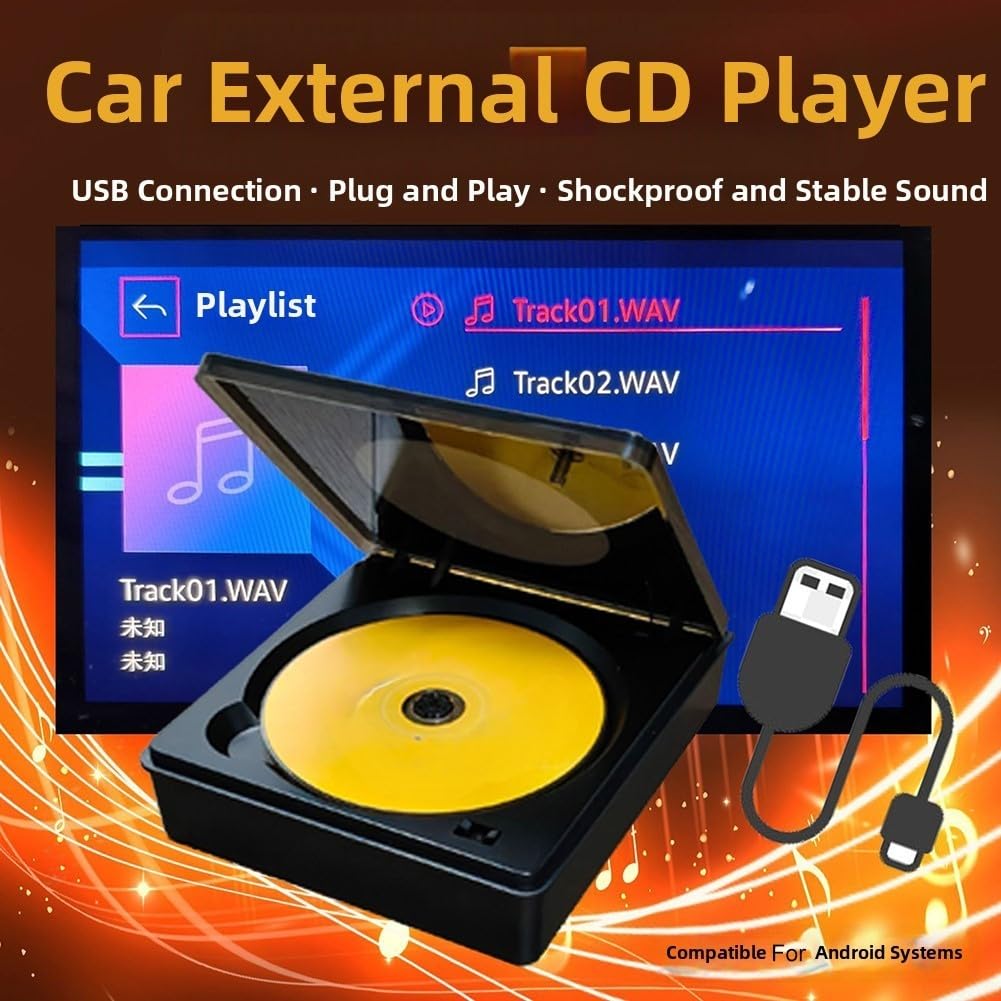 Lecteur CD de voiture externe USB sans perte audio pour systèmes de navigation Android Compact PC Design Véhicule Musique Entertainment Solution