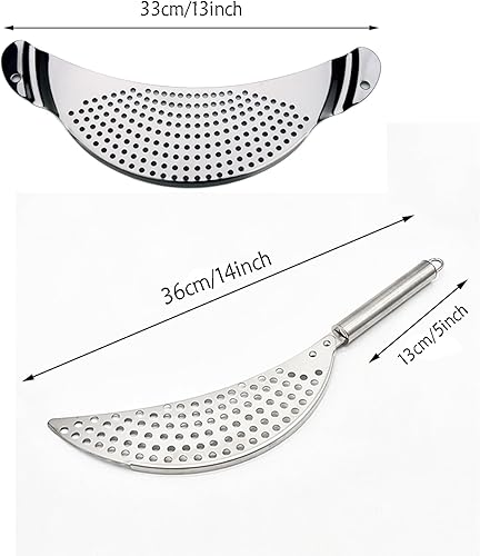Miniatura 2 de 2 coladores de olla con asa, colador de acero inoxidable para pasta, colador de pasta con empuñaduras empotradas para fideos, pasta, frutas y