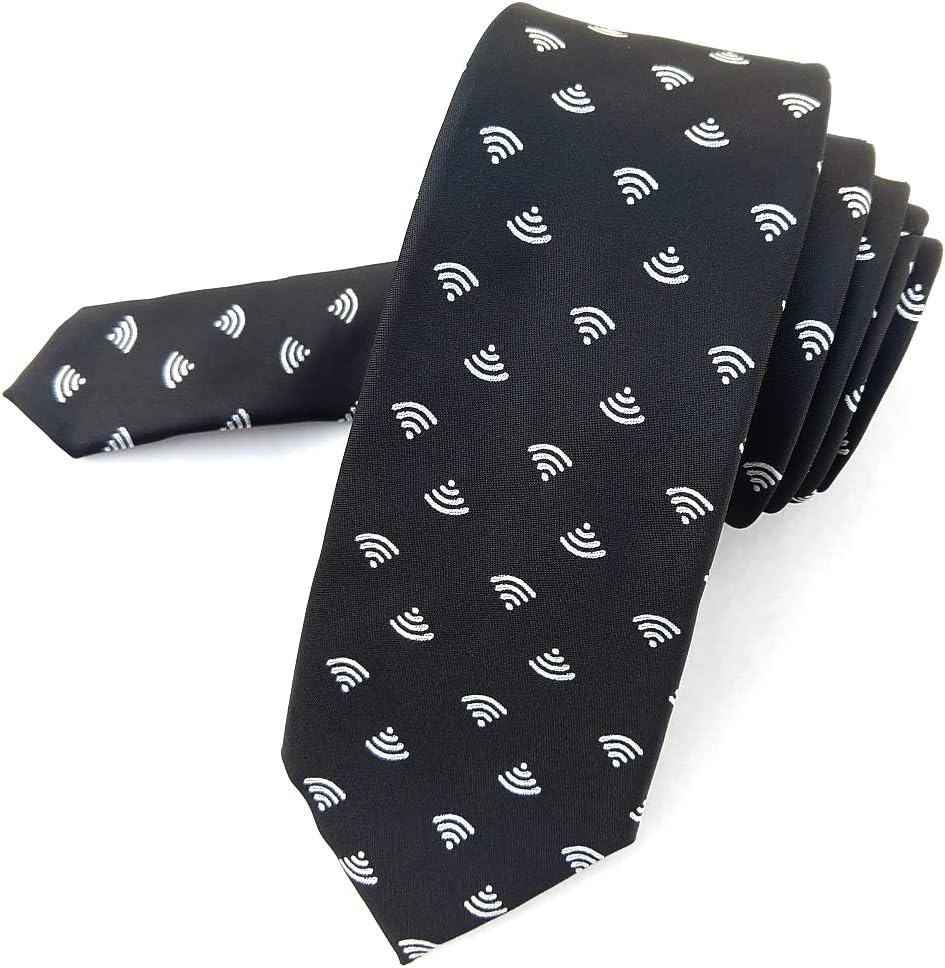 Computer Apparel - Men's Computer Tie - Wifi Necktie - Wifi Tie - Tech Gift - Black & White - Microfiber