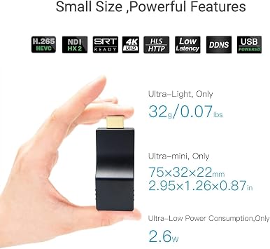 DDMALL 4K NDI Encoder, NDI|HX2 Supported, H.265 H.264 HDMI Video Encoder for Live Streaming to YouTube, Twitch, Model HEV-4K