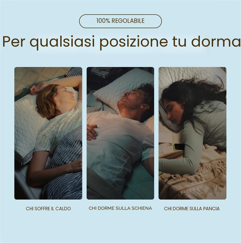 Coop Home Goods The Eden, federa ultra tecnologica con tassello, imbottitura regolabile, con gel rinfrescante e ipoallergenico e memory foam infuso di polvere di diamante con fiberfill king bianco