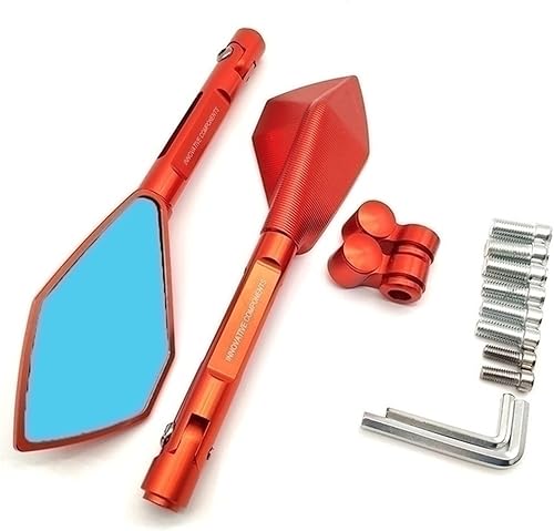 Mirror Motorcycle Mirror Aluminum Motorbike Handlebar Rearview Mirrors Blue For Yamaha Bt 1100 TRX850 XJ6 DIVERSION MXT850 Niken GT (Color ORANGE,