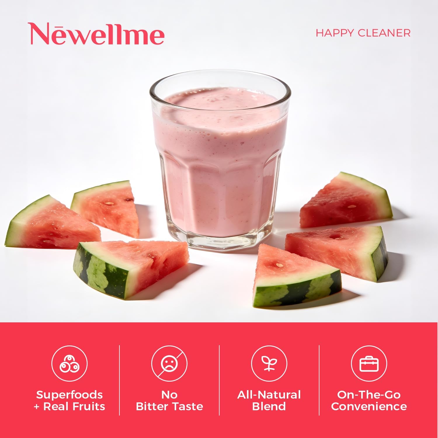 NEWELLME Happy Cleaner Digestive Supplement Powder, Gut Health Drink Mix with Probiotics, Digestive Enzymes & Fiber, Supports Digestion and Bloating, Watermelon Flavor, 28 Sachets (2 Boxes) - Image 3