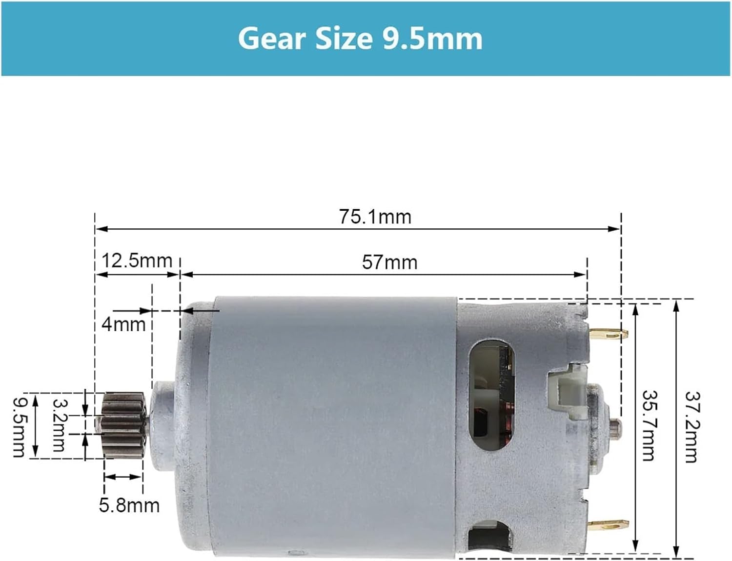 550 DC Motor 14 Teeth 8.2mm/9.5mm Gear 21V 25000RPM Chainsaw(9.5mm Gear)