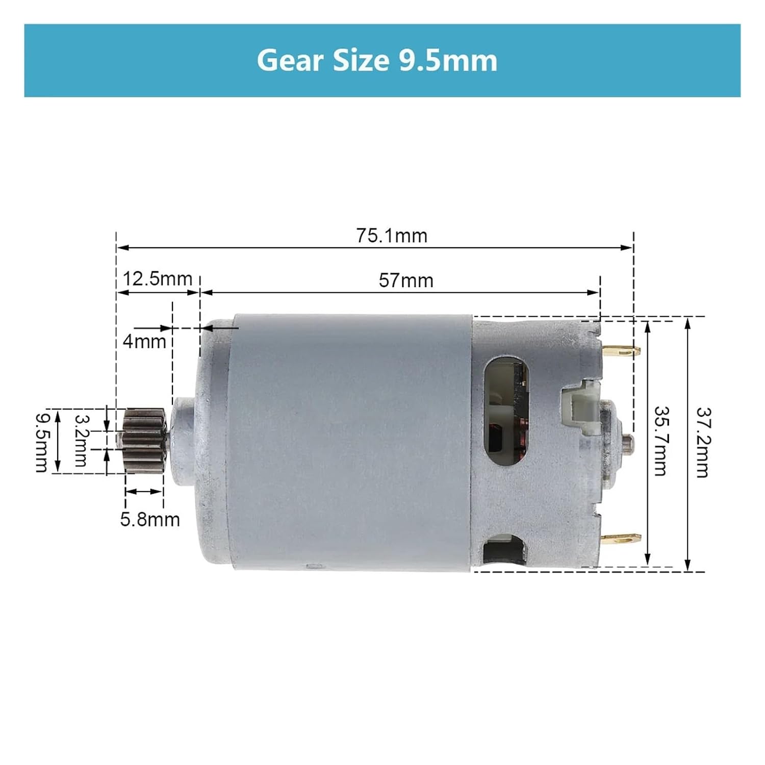 550 DC Motor 14 Teeth 8.2mm/9.5mm Gear 21V 25000RPM Chainsaw(9.5mm Gear)