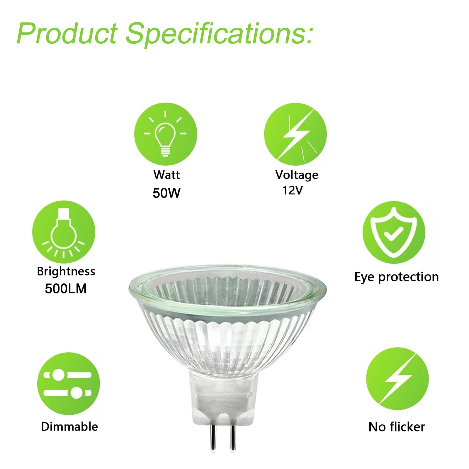 Trubuyware MR16 Halogen Light Bulbs, Gu5.3 Halogen Spotlight Bulbs 2 Pins Dimmable - Image 3