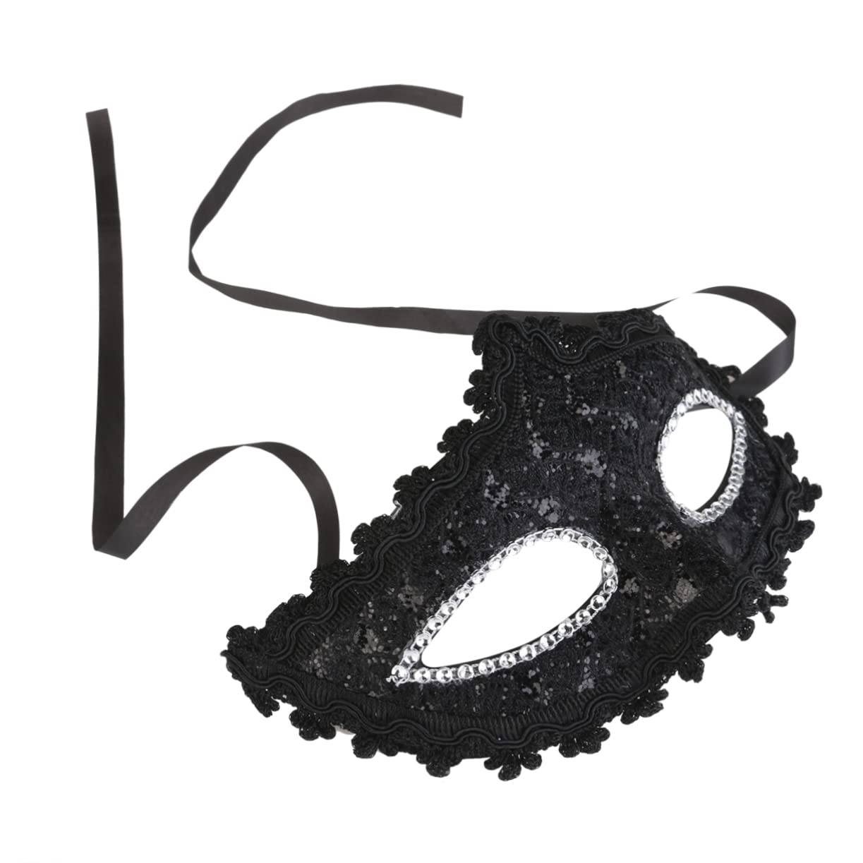 Didiseaon Lace Mask Set for Party Masquerade Ball Mask Size 17cm x 11.5cm Plastic Pu Lace Rhinestones