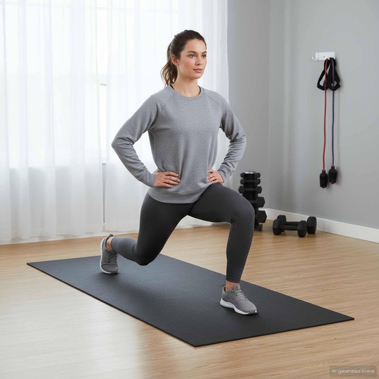 Sport-Schutzmatte aus hochdichtem PVC Schwarz x x 0, Fitnessmatte als Bodenschutzmatte und Gerätematte für Heimtrainer, Laufband, Crosstrainer, Ergometer, rutschhemmend