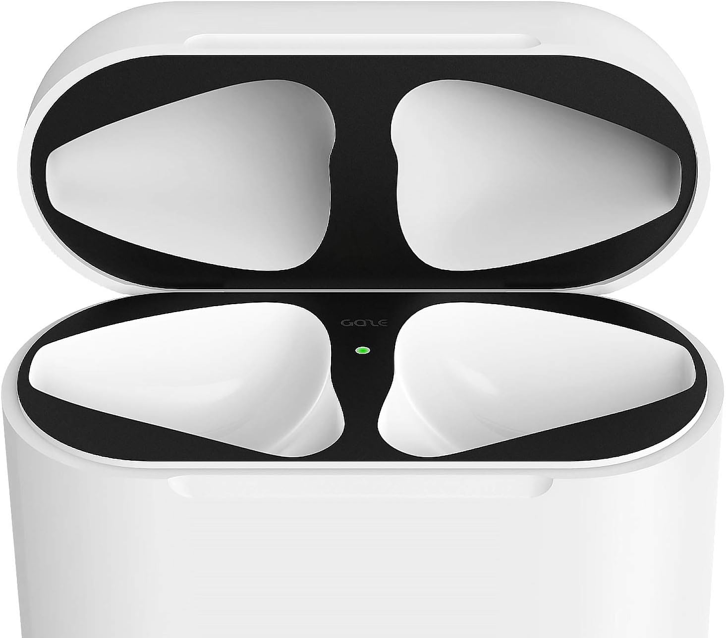 GAZE Dust Guard for AirPods Charging Case, Chromium Plating Finish Shiny Metal Sticker, Protects Apple Airpods 1, Airpods 2 from Iron, Metal Shavings (for Airpods 1 Charging Case, Matte Black)